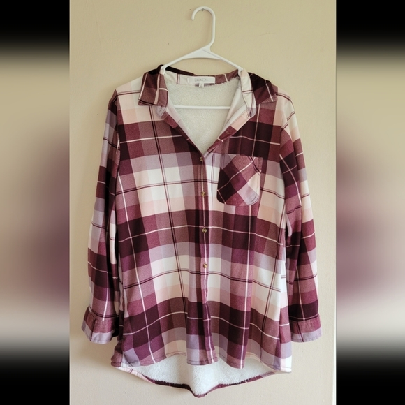 Eden & Olivia Tops - Eden & Olivia Women's Lined Flannel | Pink, 3/4 Sleeve